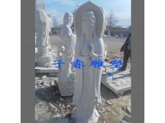 寺廟裝飾漢白玉三面觀音菩薩雕塑，