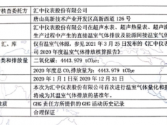 匯中儀表股份有限公司溫室氣體核查證明