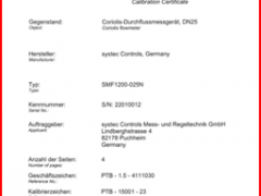 西斯特科氏質(zhì)量流量計通過德國PTB檢定認(rèn)證