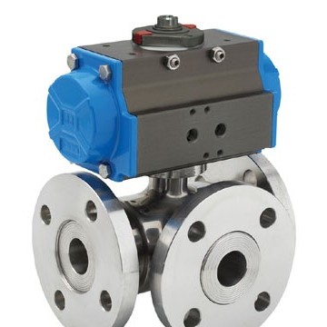 氣動三通球閥 Q644F意威法蘭式氣動